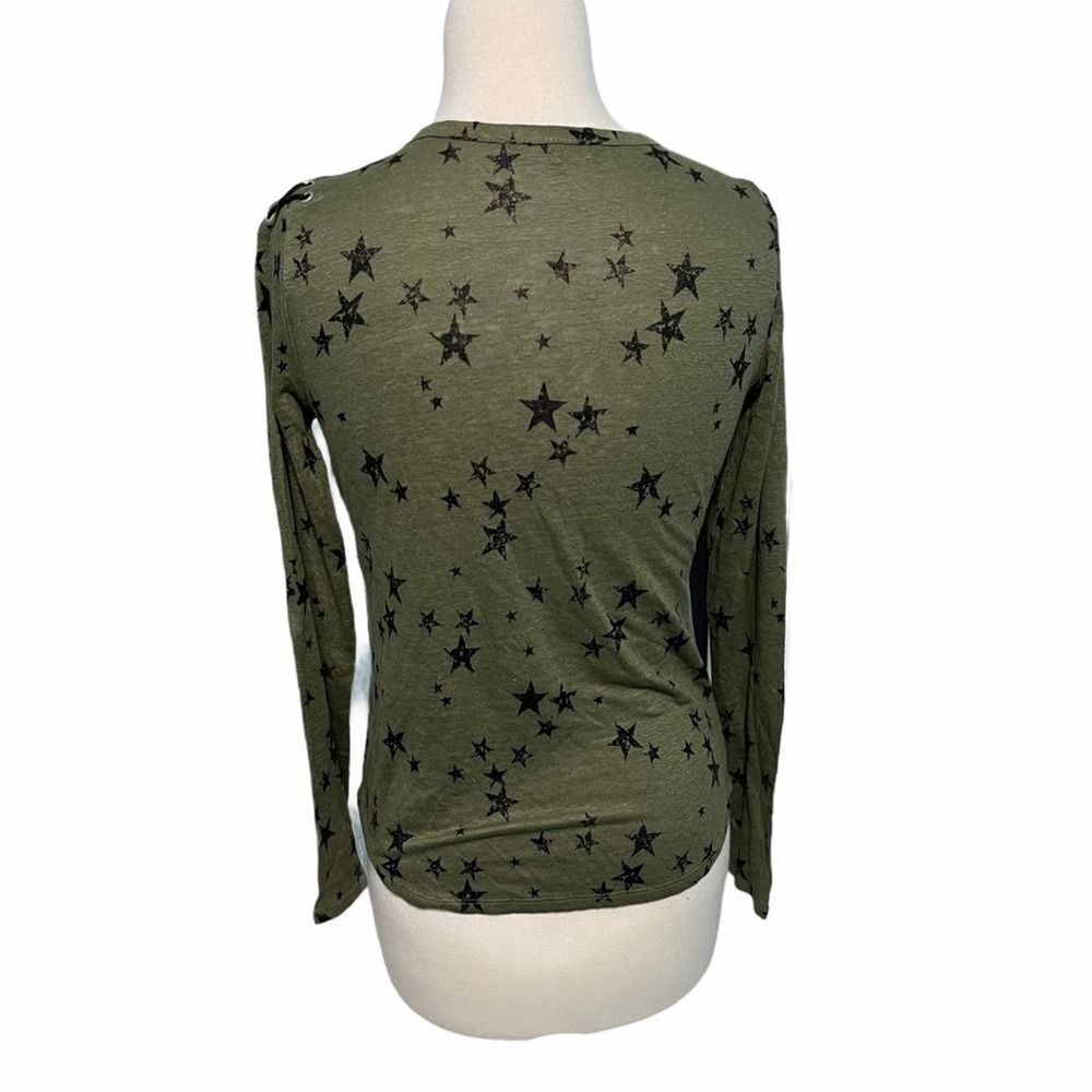Generation Love Valentina Long Sleeve Lace Up Tee Star Print Green Extra Small - Picture 7 of 12